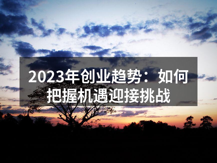 2023年创业趋势：如何把握机遇迎接挑战